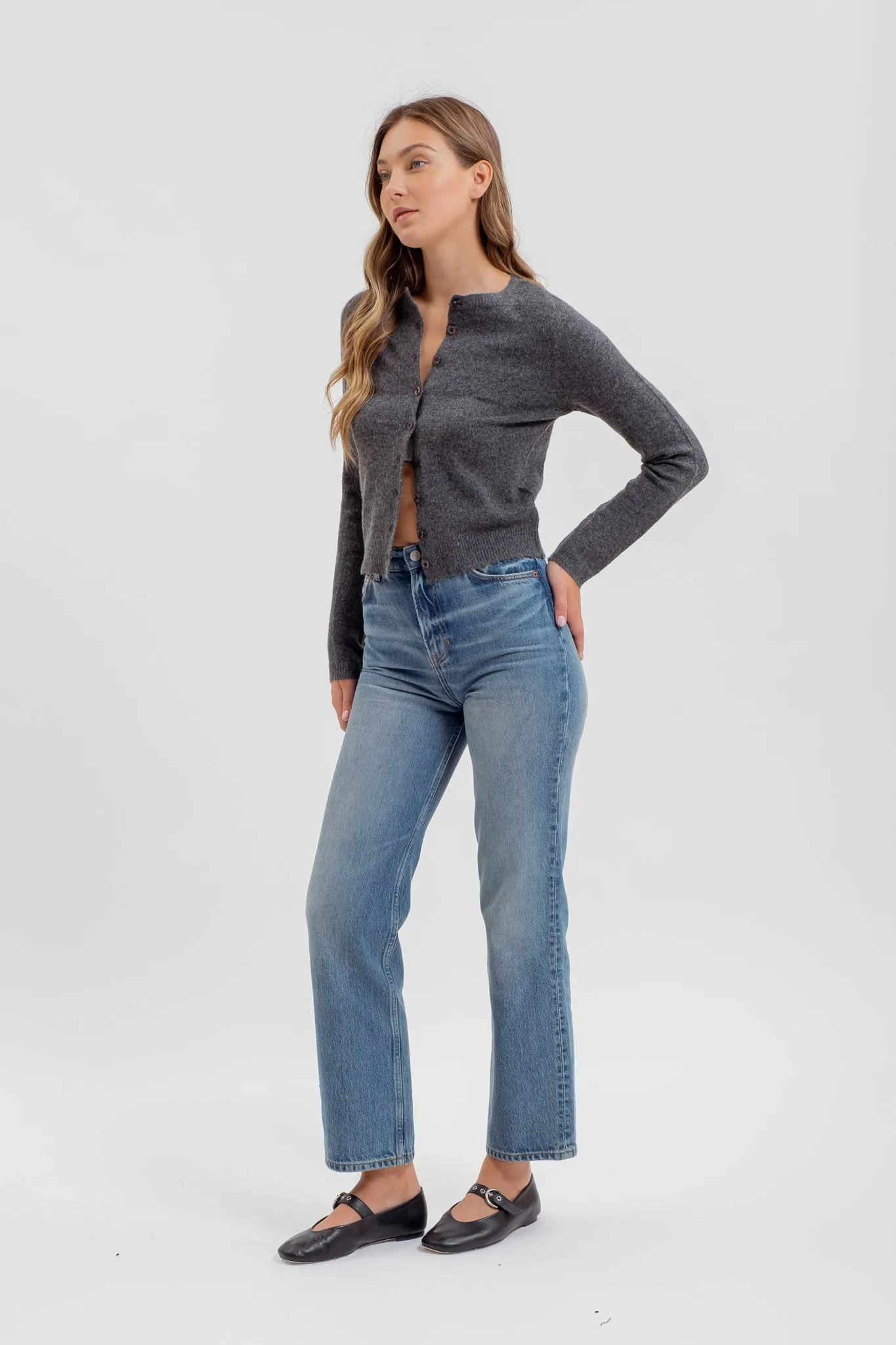 ROUND NECK BUTTON DOWN LONG SLEEVE CARDIGAN sold by Blu Pepper product image thumbnail 3