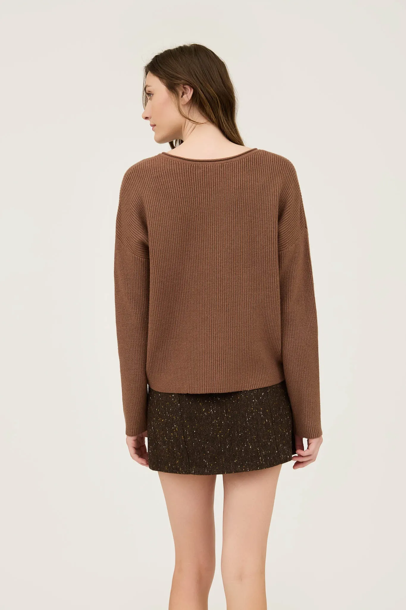 V NECK LONG SLEEVE DROP SHOULDER RIBBED SWEATER sold by Blu Pepper product image thumbnail 2