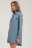 CHAMBRAY COLLARED LONG SLEEVE MINI SHIRT DRESS sold by Blu Pepper