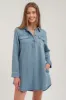 CHAMBRAY COLLARED LONG SLEEVE MINI SHIRT DRESS sold by Blu Pepper