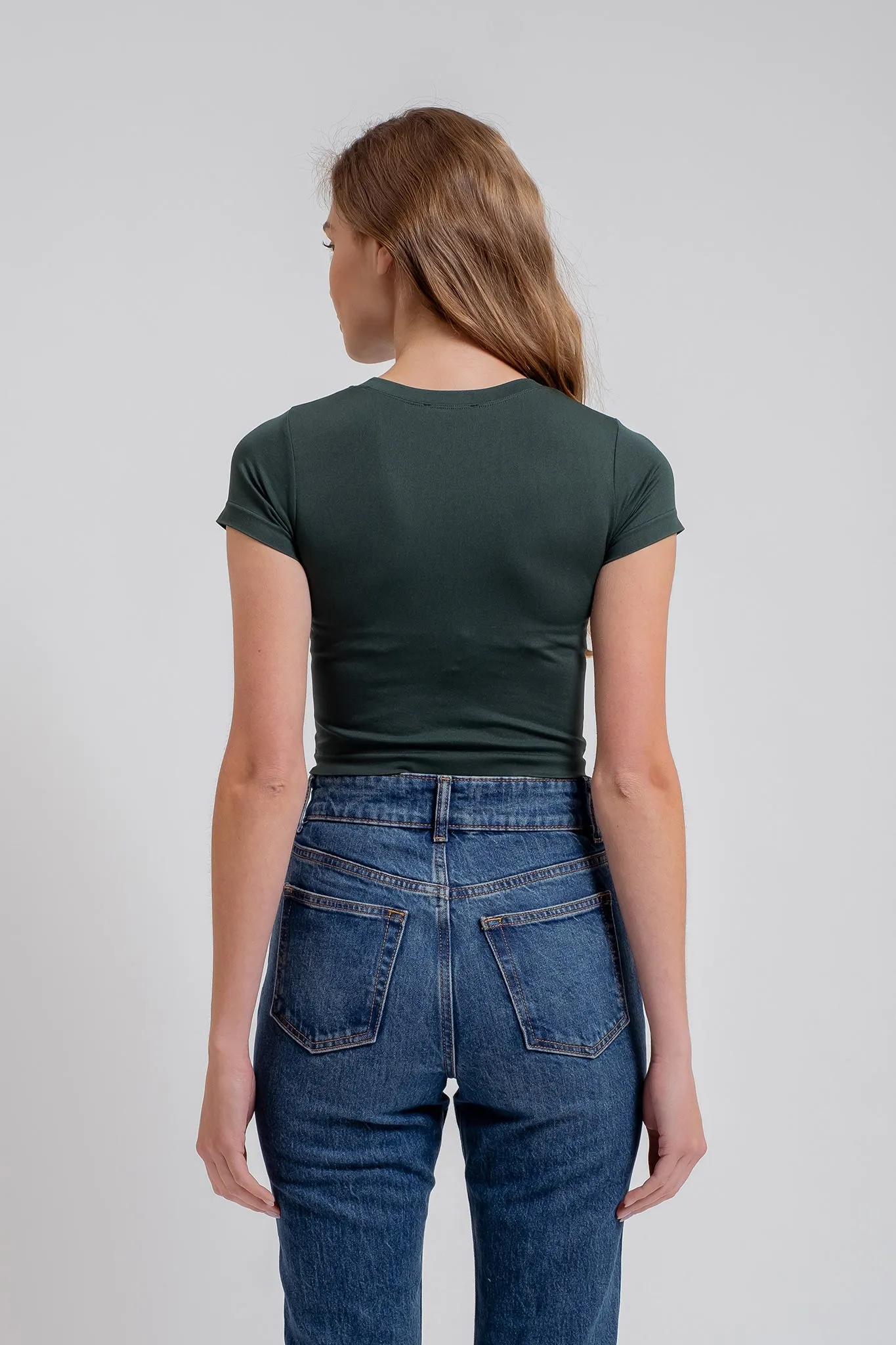 SOLID REVERSIBLE SHORT SLEEVE KNIT TOP sold by Blu Pepper product image thumbnail 5