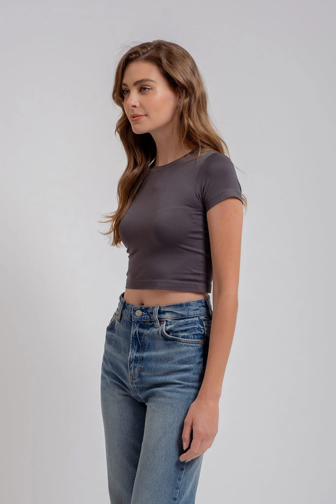 SOLID REVERSIBLE SHORT SLEEVE KNIT TOP sold by Blu Pepper product image thumbnail 3