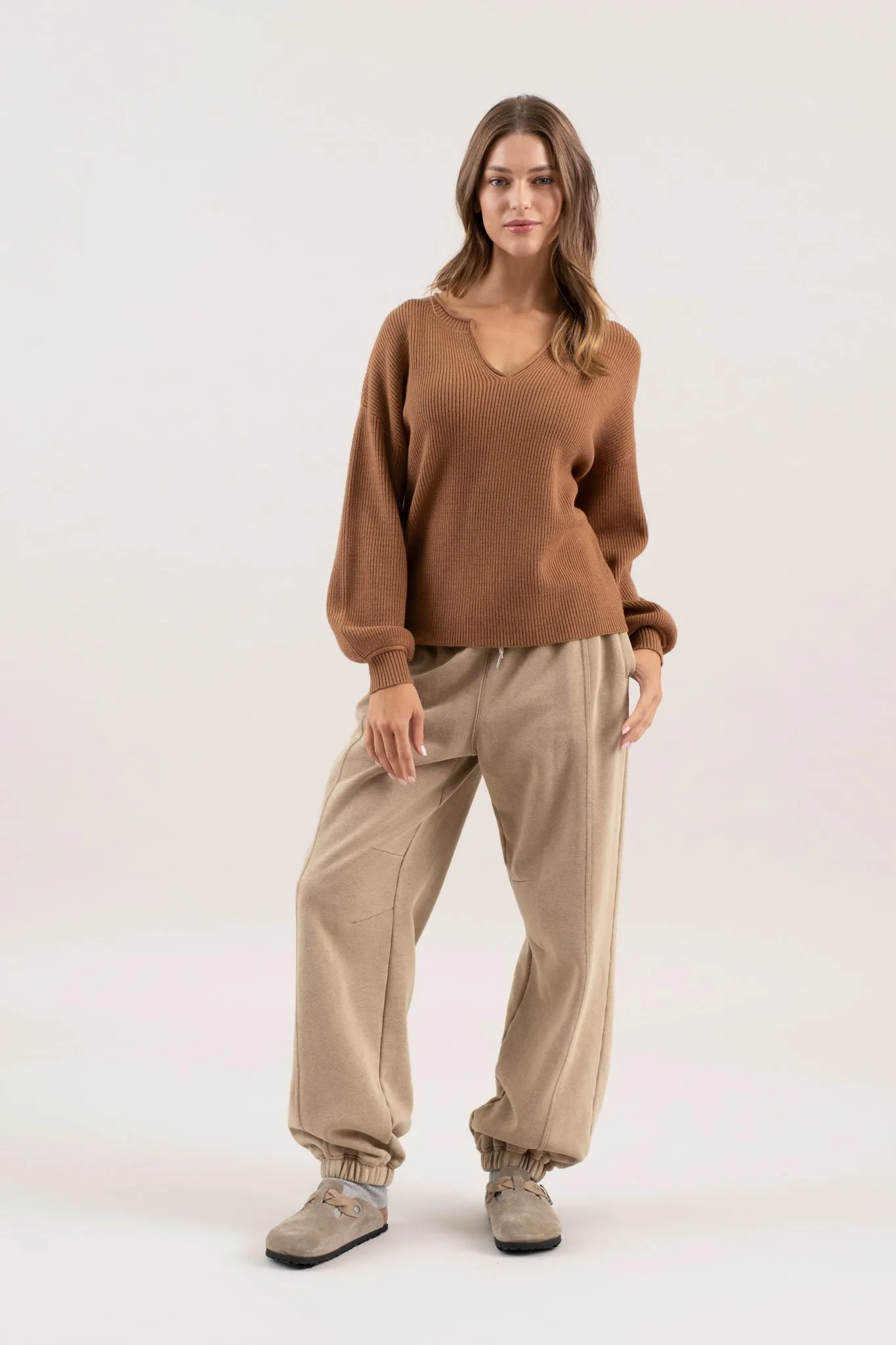 SPLIT NECK DROP SHOULDER KNIT PULLOVER SWEATER sold by Blu Pepper product image thumbnail 5