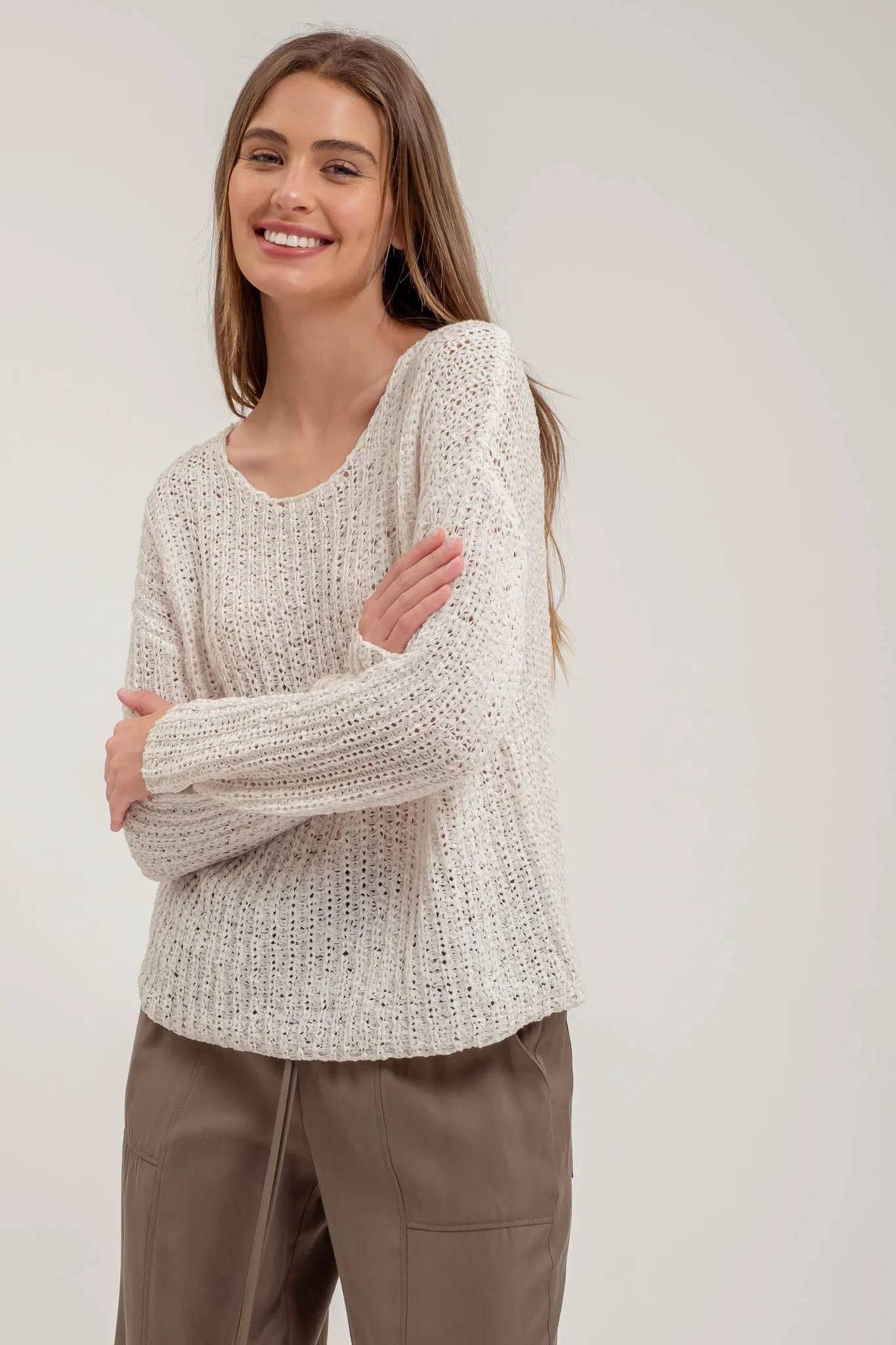 BACK BUTTONED KNIT PULLOVER sold by Blu Pepper