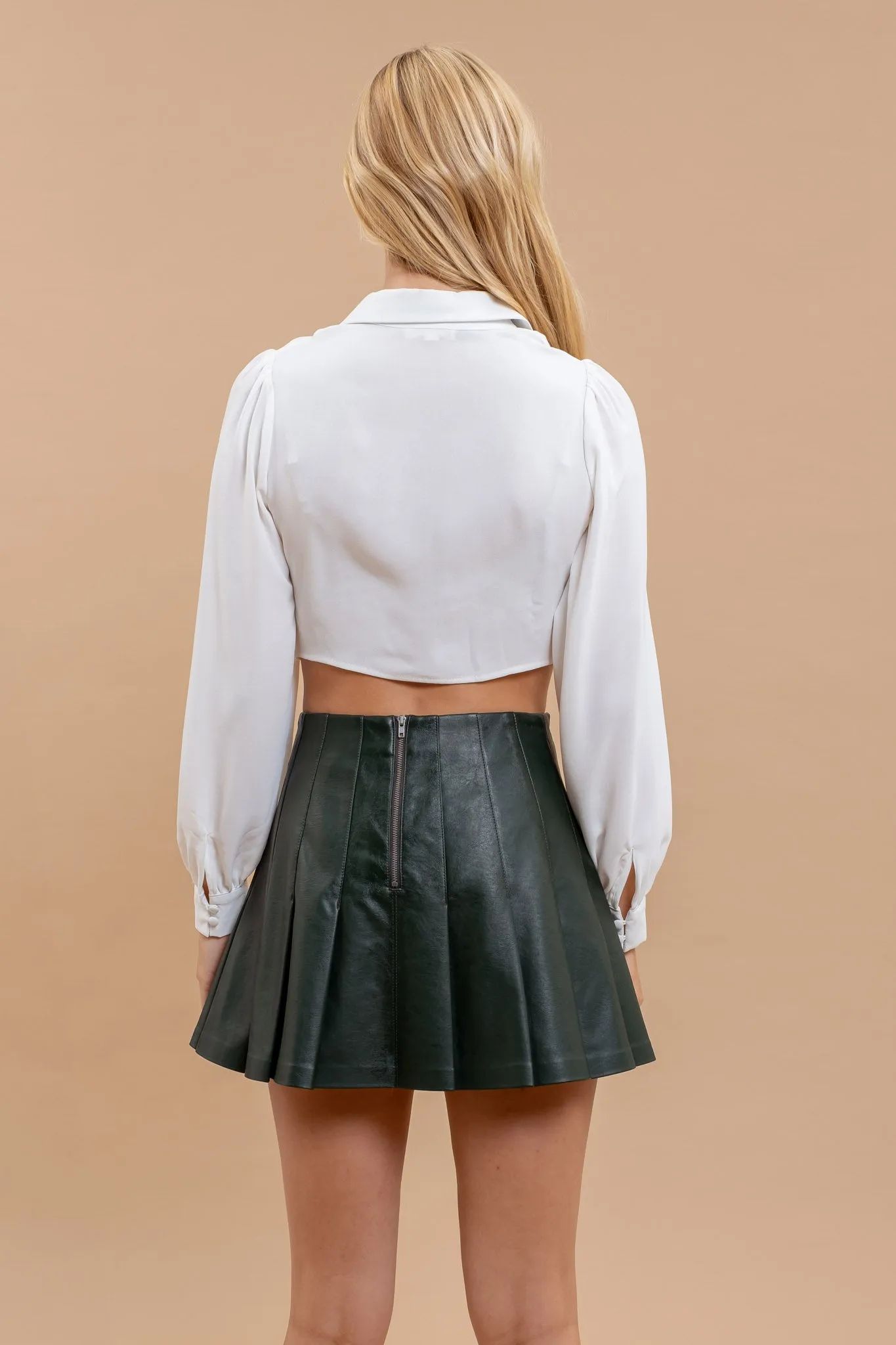 FAUX LEATHER PLEATED MINI SKIRT sold by Blu Pepper product image thumbnail 2