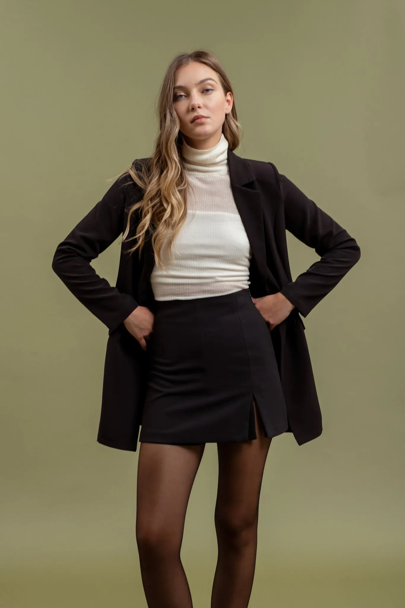 SHEER TURTLENECK LONG SLEEVE KNIT TOP sold by Blu Pepper