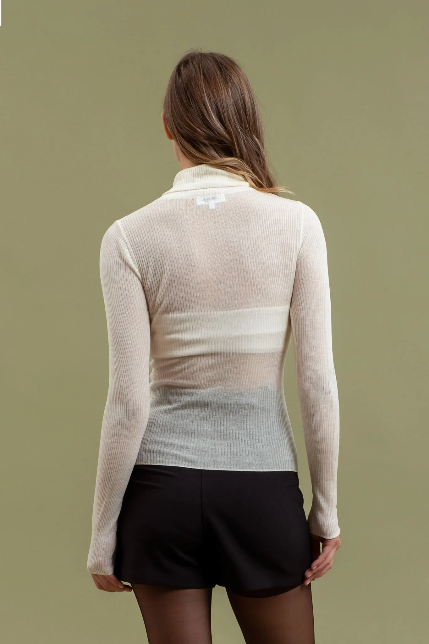 SHEER TURTLENECK LONG SLEEVE KNIT TOP sold by Blu Pepper product image thumbnail 2
