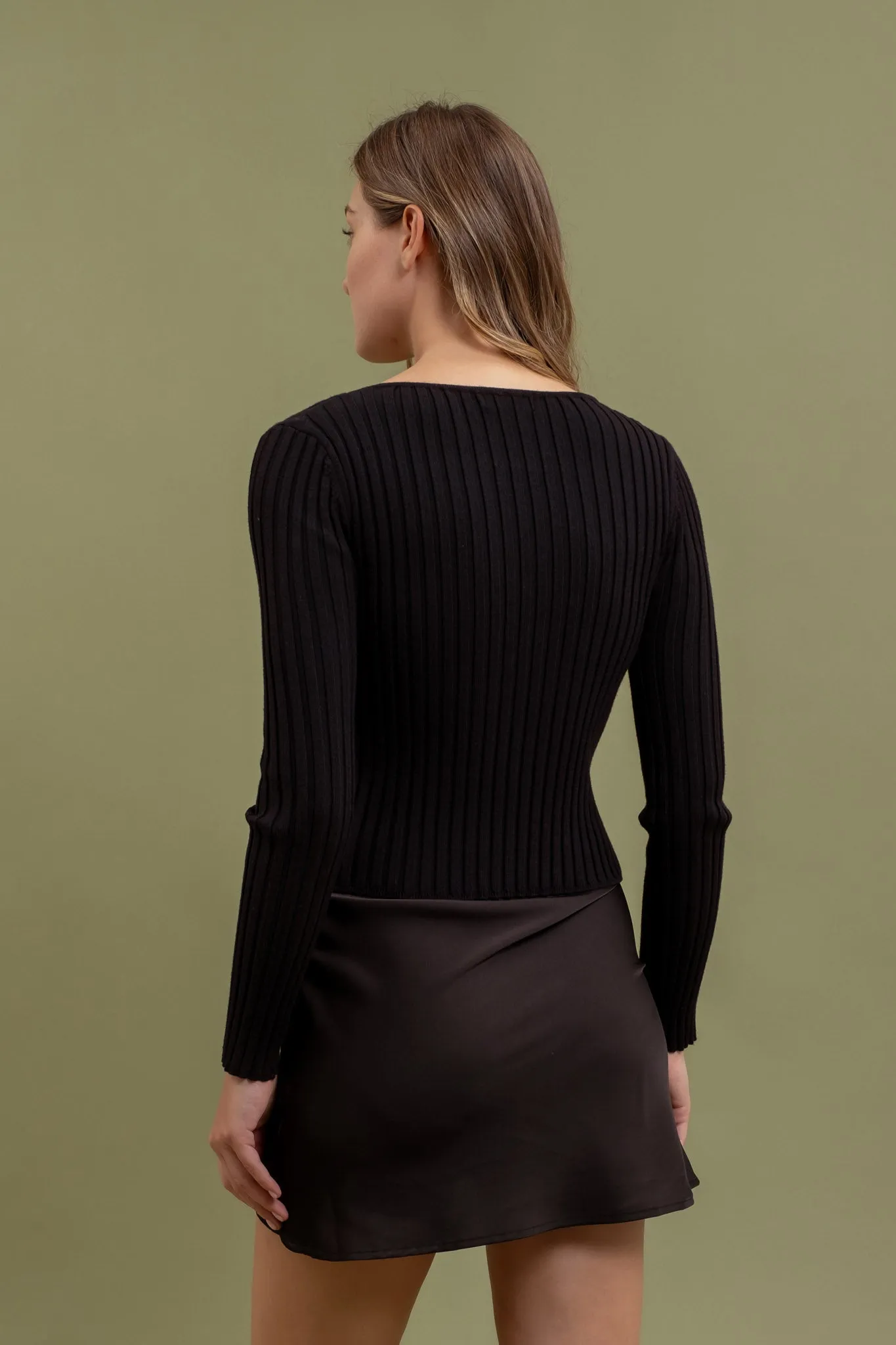 LONG SLEEVE TWOFER RIBBED SWEATER sold by Blu Pepper product image thumbnail 2