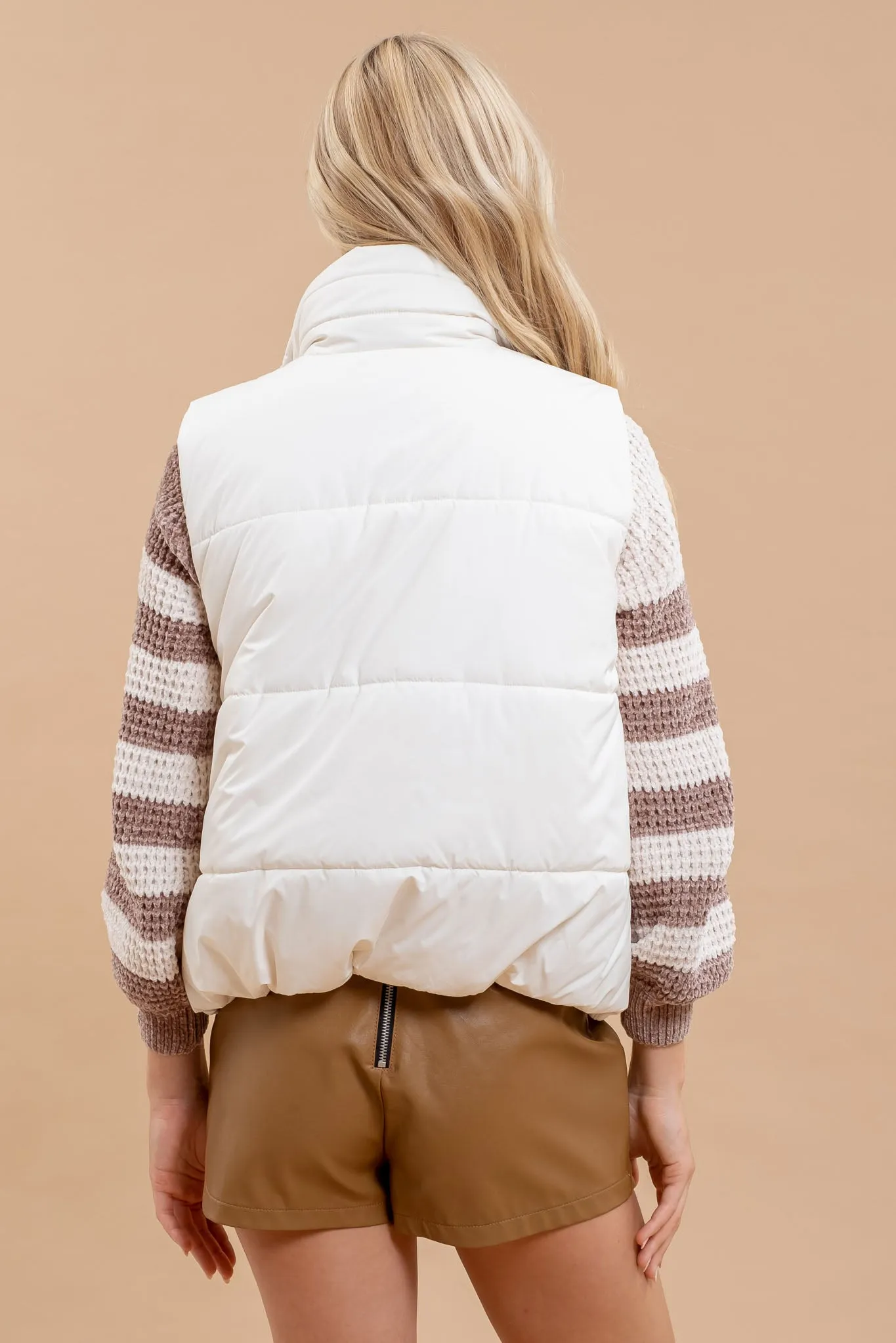 ASYMMETRICAL ZIP UP HIGH NECK PUFFER VEST sold by Blu Pepper product image thumbnail 2