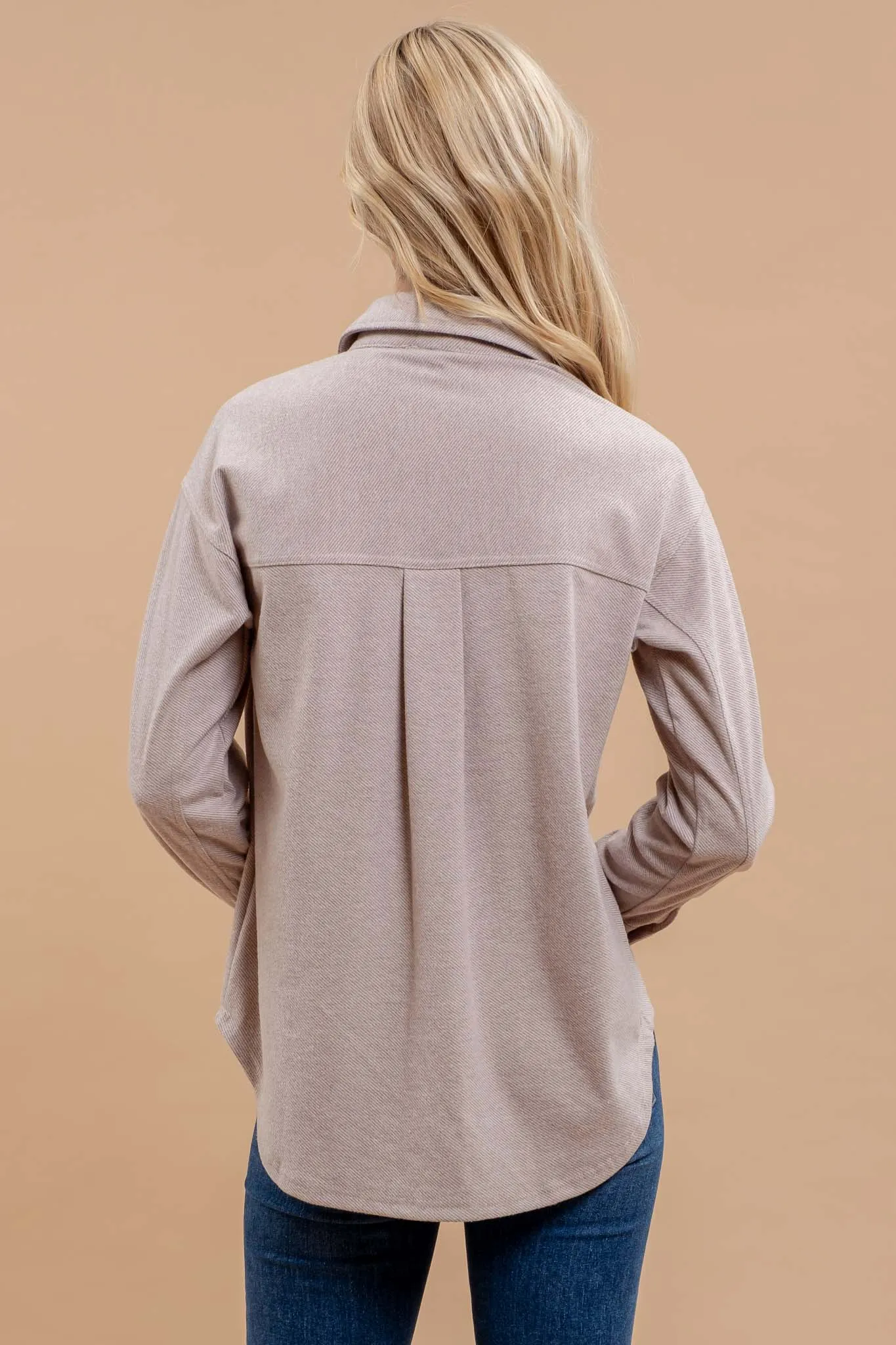 COLLARED BUTTON DOWN LONG SLEEVE SHACKET sold by Blu Pepper product image thumbnail 2