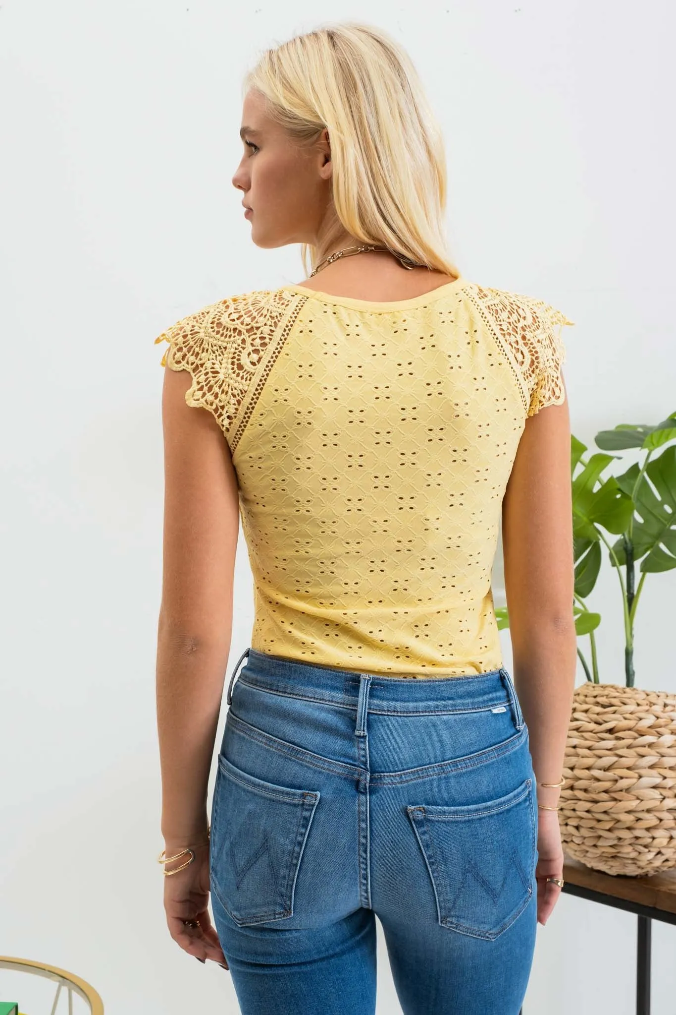 EYELET EMBROIDERY KNIT TOP sold by Blu Pepper product image thumbnail 2
