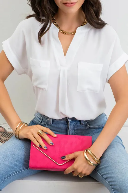 SPLIT NECK FRONT POCKET TOP sold by Blu Pepper