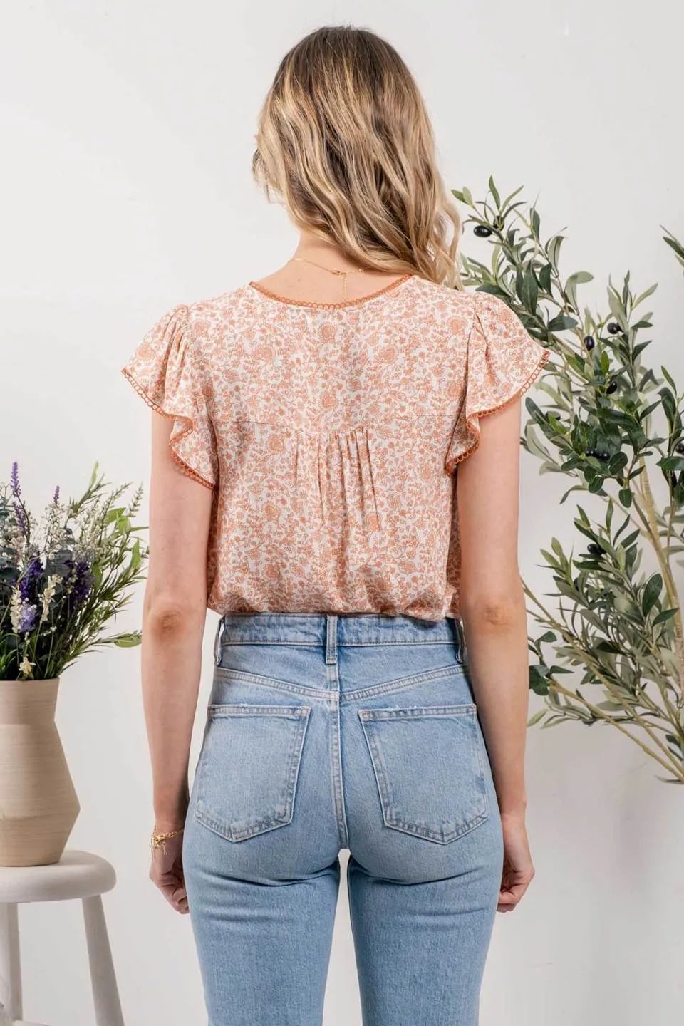 LINE LACE DETAIL WOVEN TOP sold by Blu Pepper product image thumbnail 2