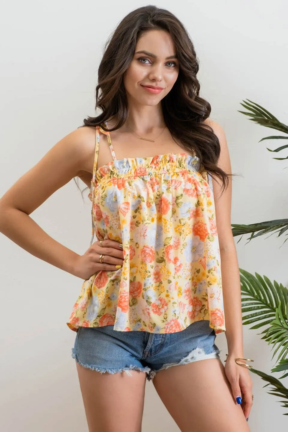 TIE STRAP TUNIC FLORAL TOP sold by Blu Pepper product image thumbnail 4