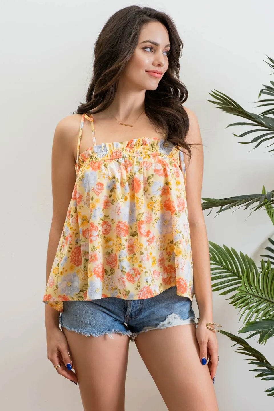 TIE STRAP TUNIC FLORAL TOP sold by Blu Pepper product image thumbnail 3