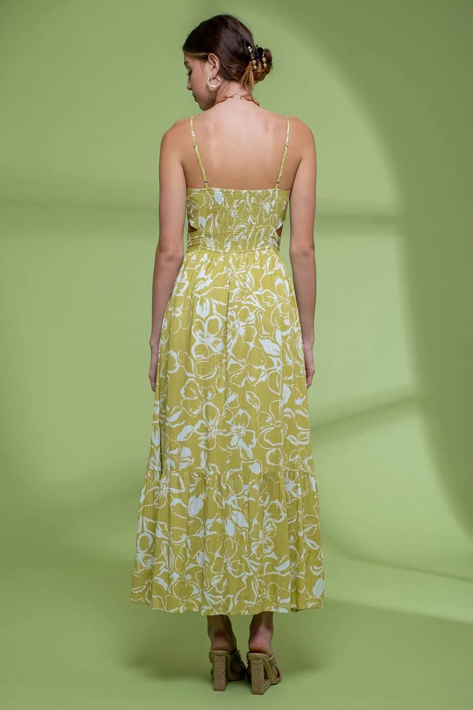 FLORAL WAIST CUT OUT MIDI DRESS sold by Blu Pepper product image thumbnail 2