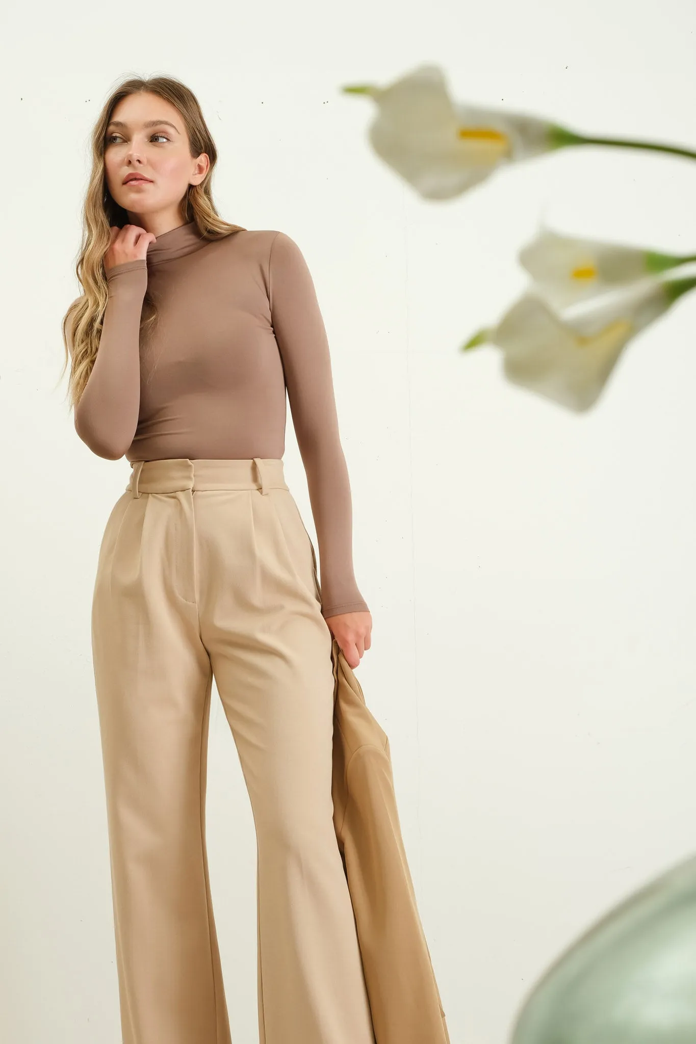 REVERSIBLE MOCK NECK LONG SLEEVE KNIT TOP sold by Blu Pepper product image thumbnail 5