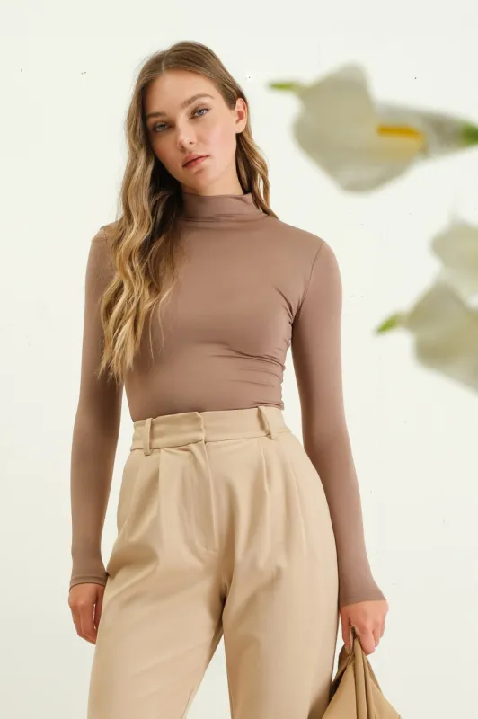 REVERSIBLE MOCK NECK LONG SLEEVE KNIT TOP sold by Blu Pepper