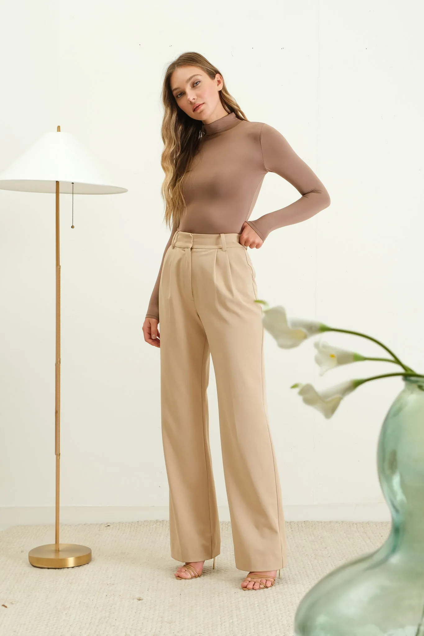 REVERSIBLE MOCK NECK LONG SLEEVE KNIT TOP sold by Blu Pepper product image thumbnail 3