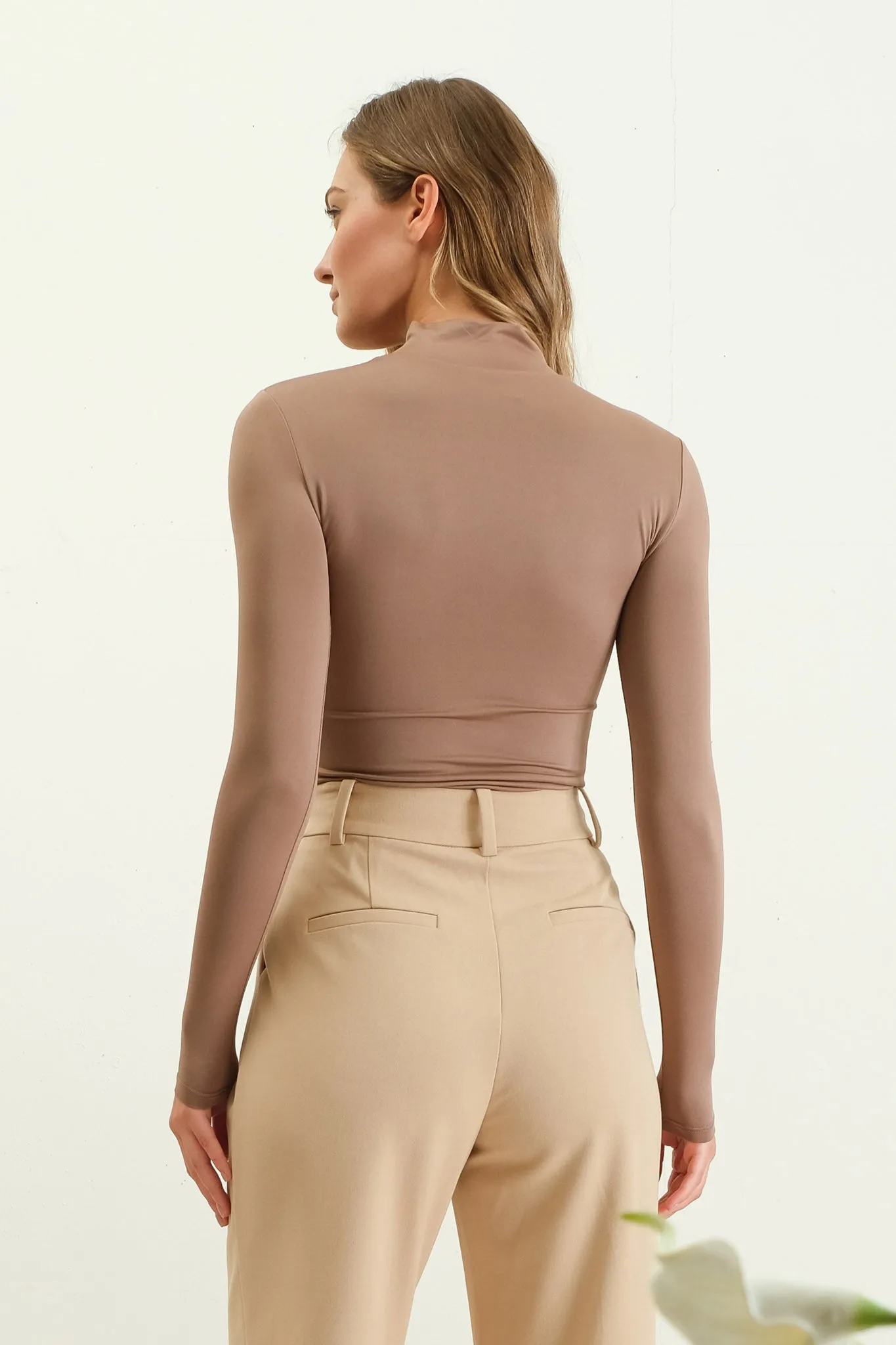 REVERSIBLE MOCK NECK LONG SLEEVE KNIT TOP sold by Blu Pepper product image thumbnail 2