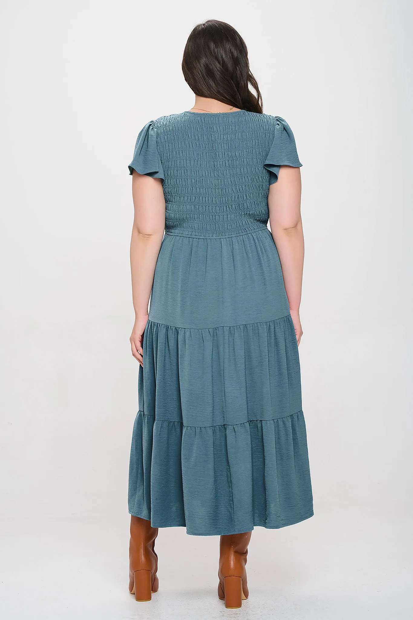 PLUS FLUTTER SLEEVE MIDI DRESS sold by Blu Pepper product image thumbnail 2