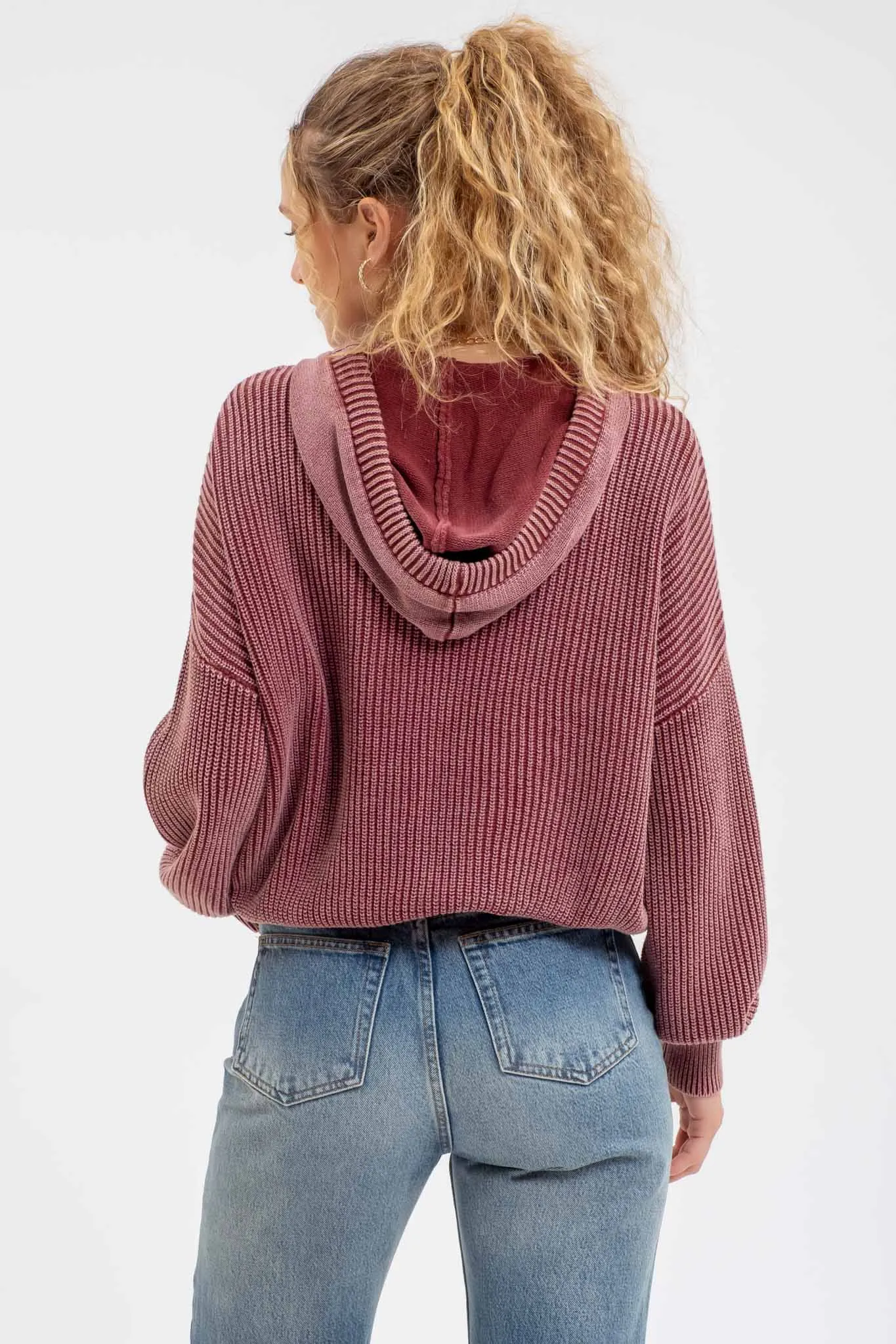 HOODED HENLEY KNIT SWEATSHIRT sold by Blu Pepper product image thumbnail 2