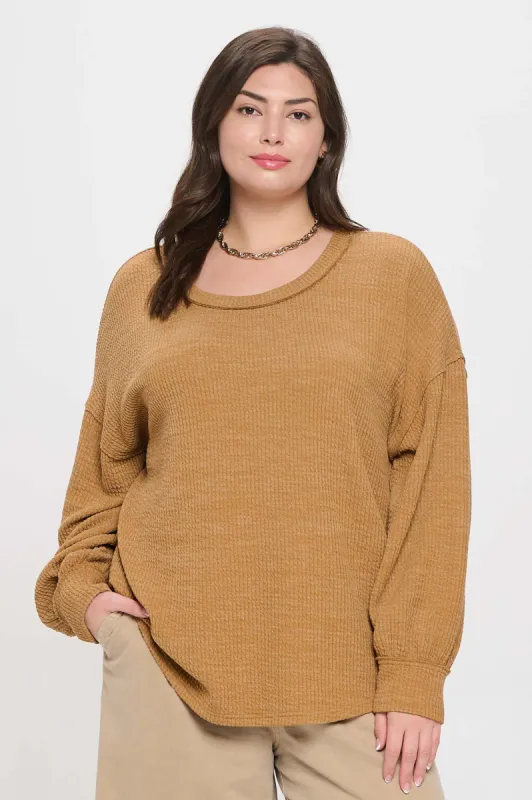 PLUS DROP SHOULDER LONG SLEEVE SWEATER KNIT TOP sold by Blu Pepper