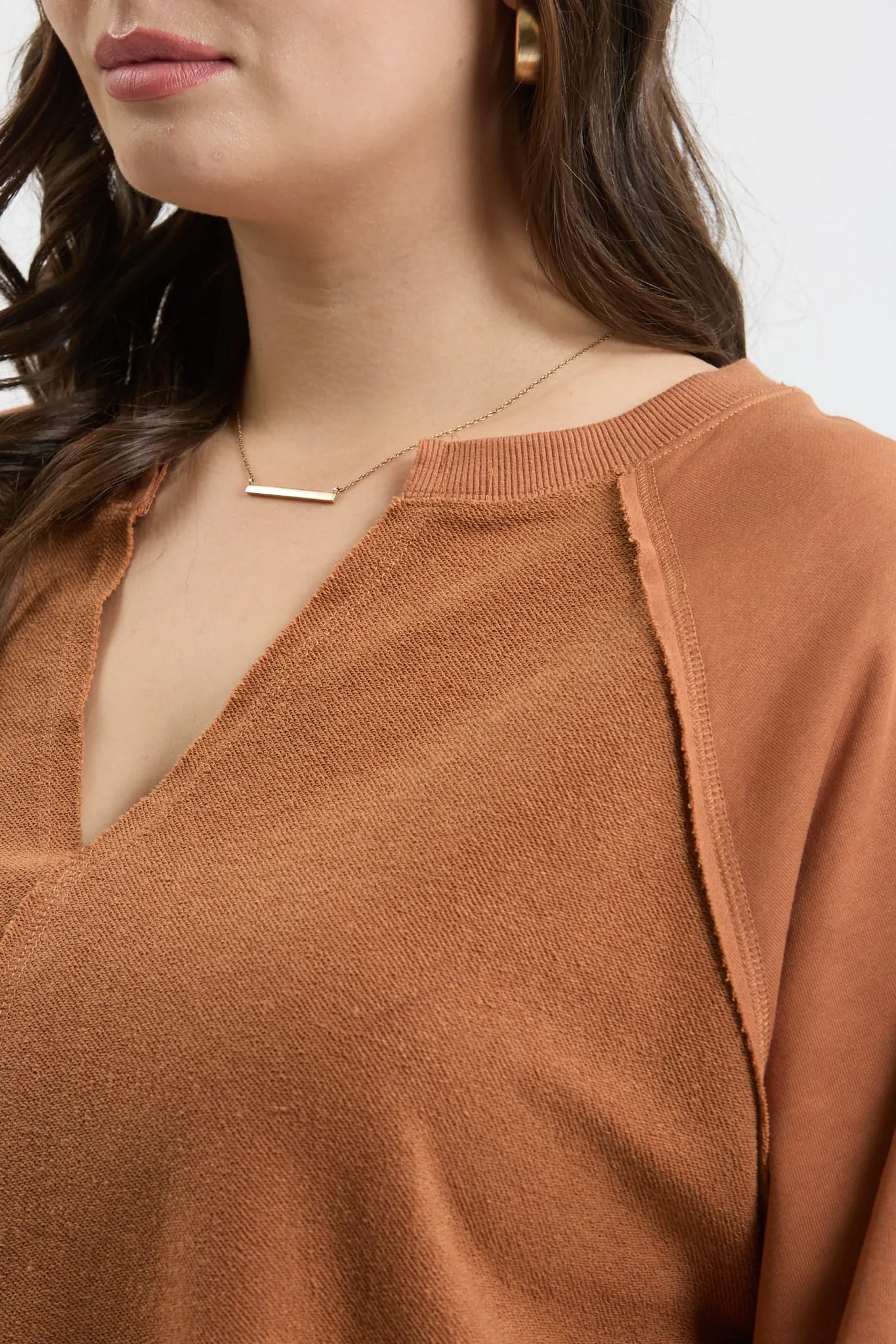 PLUS EXPOSED SEAM RELAXED LONG SLEEVE KNIT TOP sold by Blu Pepper product image thumbnail 4