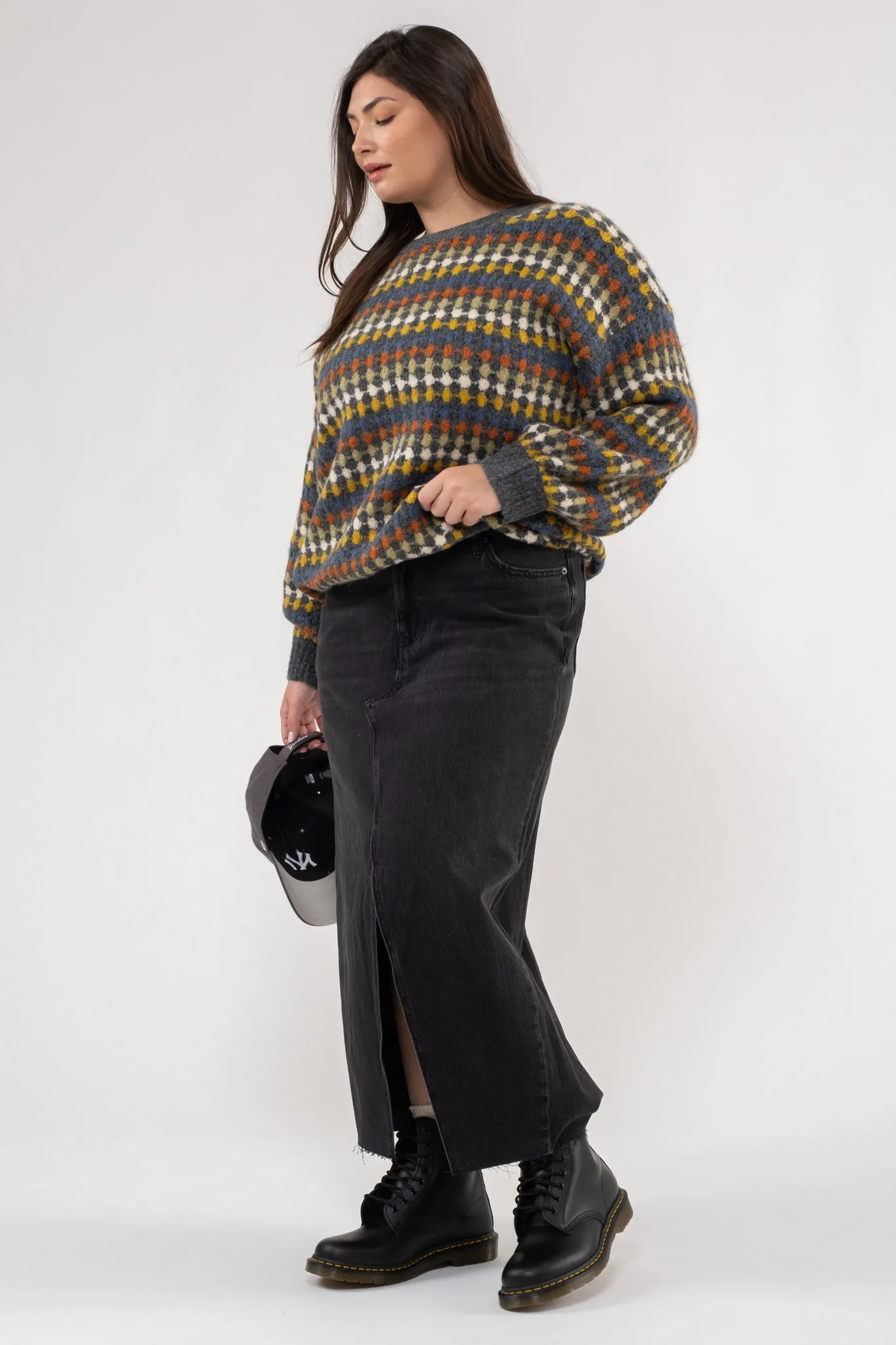 PLUS MULTICOLOR CREW KNIT SWEATER sold by Blu Pepper product image thumbnail 3