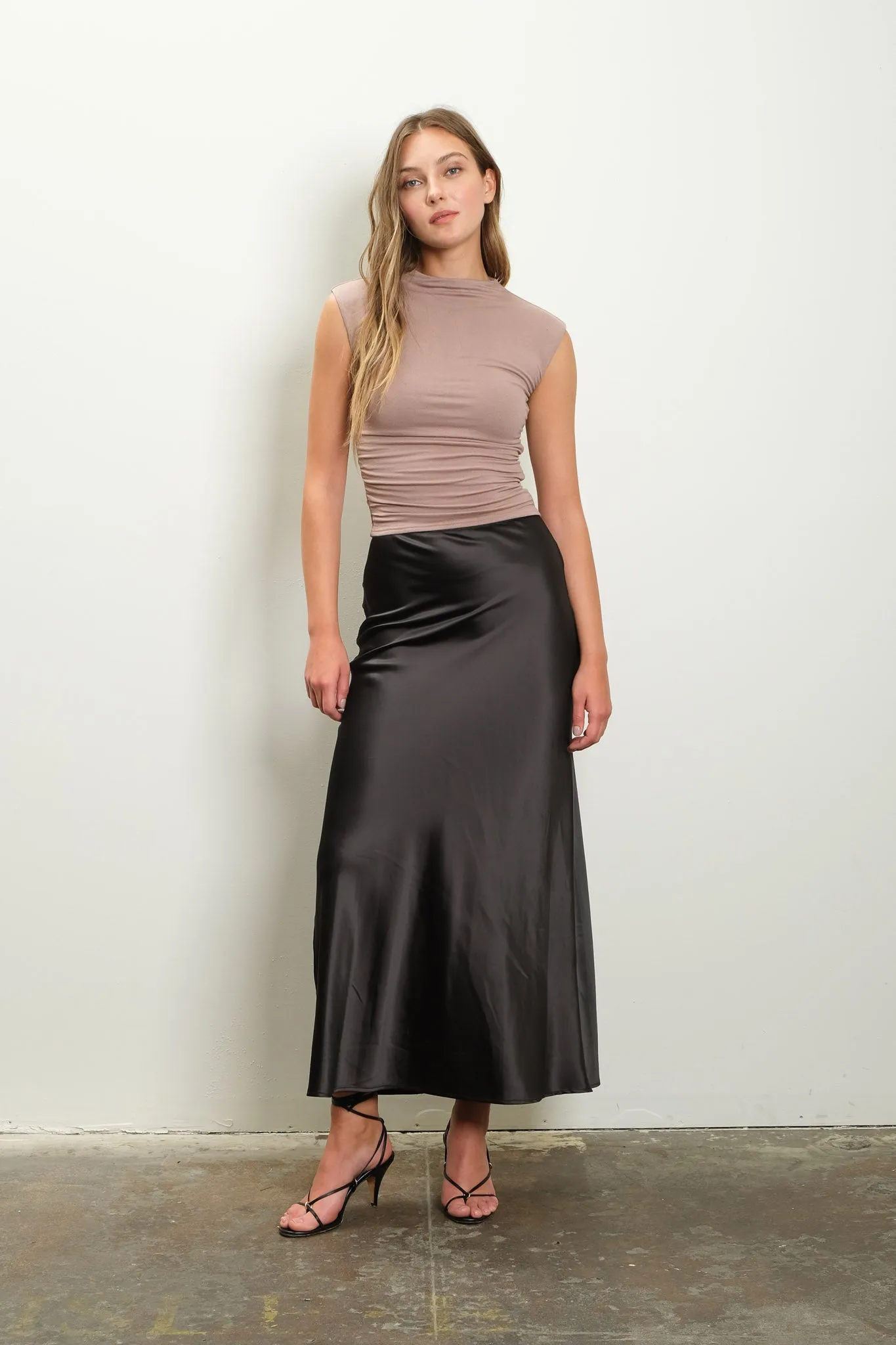 SATIN SLIP MIDI SKIRT sold by Blu Pepper product image thumbnail 5