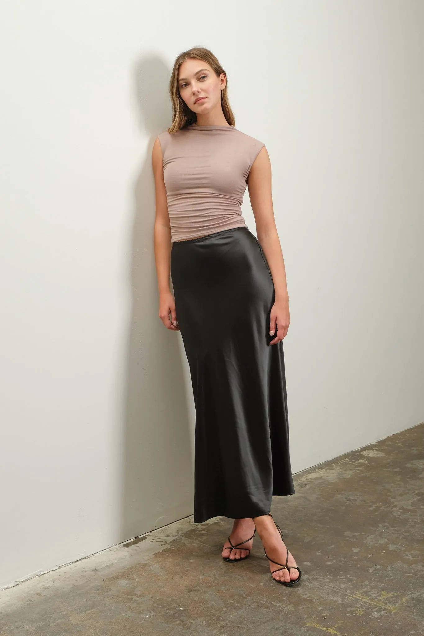 SATIN SLIP MIDI SKIRT sold by Blu Pepper