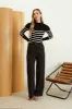 STRIPE MOCK NECK LONG SLEEVE KNIT SWEATER sold by Blu Pepper
