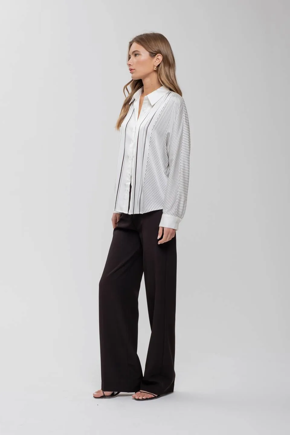 ASYMMETRICAL STRIPE COLLARED BUTTON DOWN SHIRT sold by Blu Pepper product image thumbnail 3