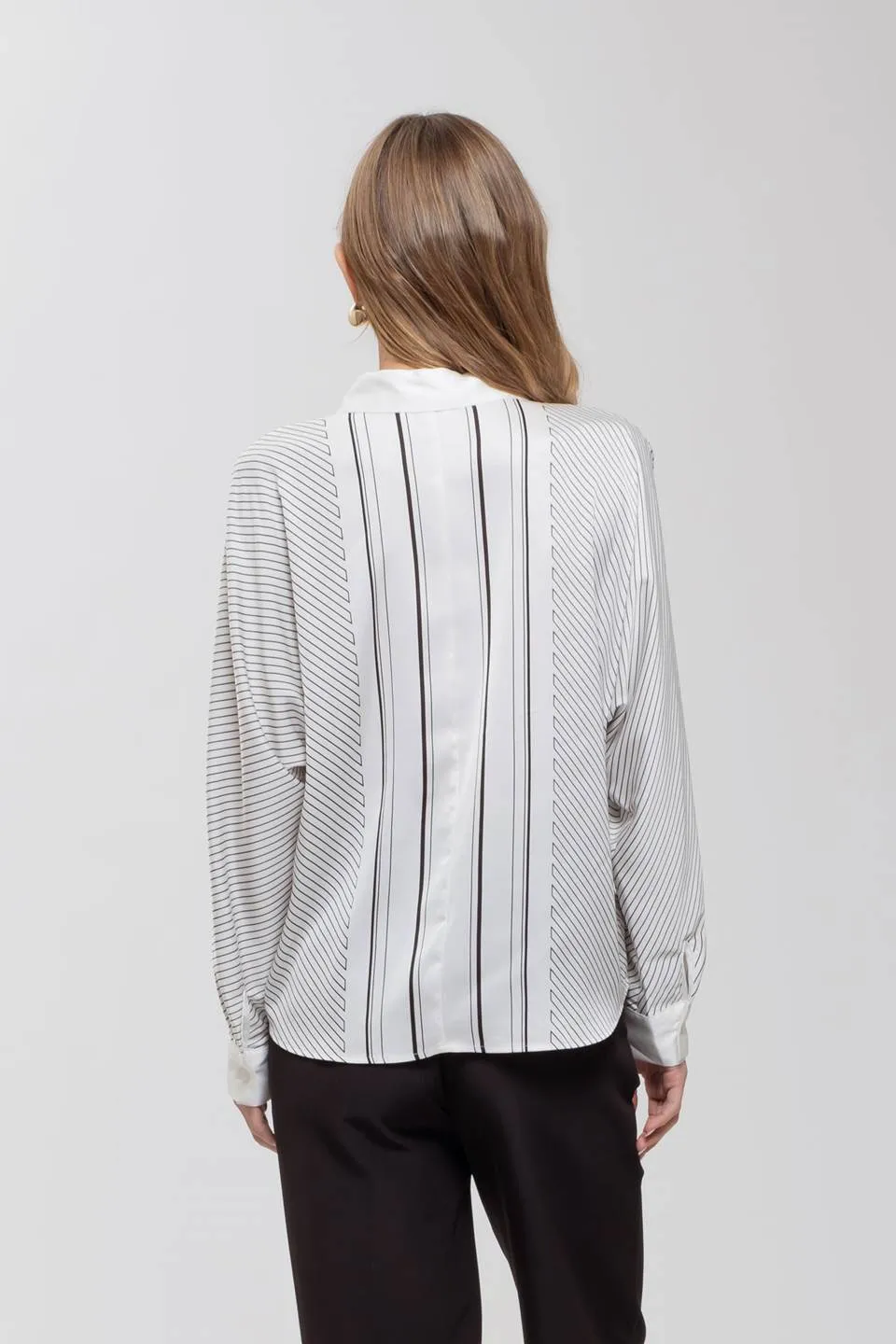 ASYMMETRICAL STRIPE COLLARED BUTTON DOWN SHIRT sold by Blu Pepper product image thumbnail 2