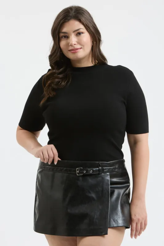 PLUS SHORT SLEEVE MOCK NECK SWEATER KNIT TOP sold by Blu Pepper