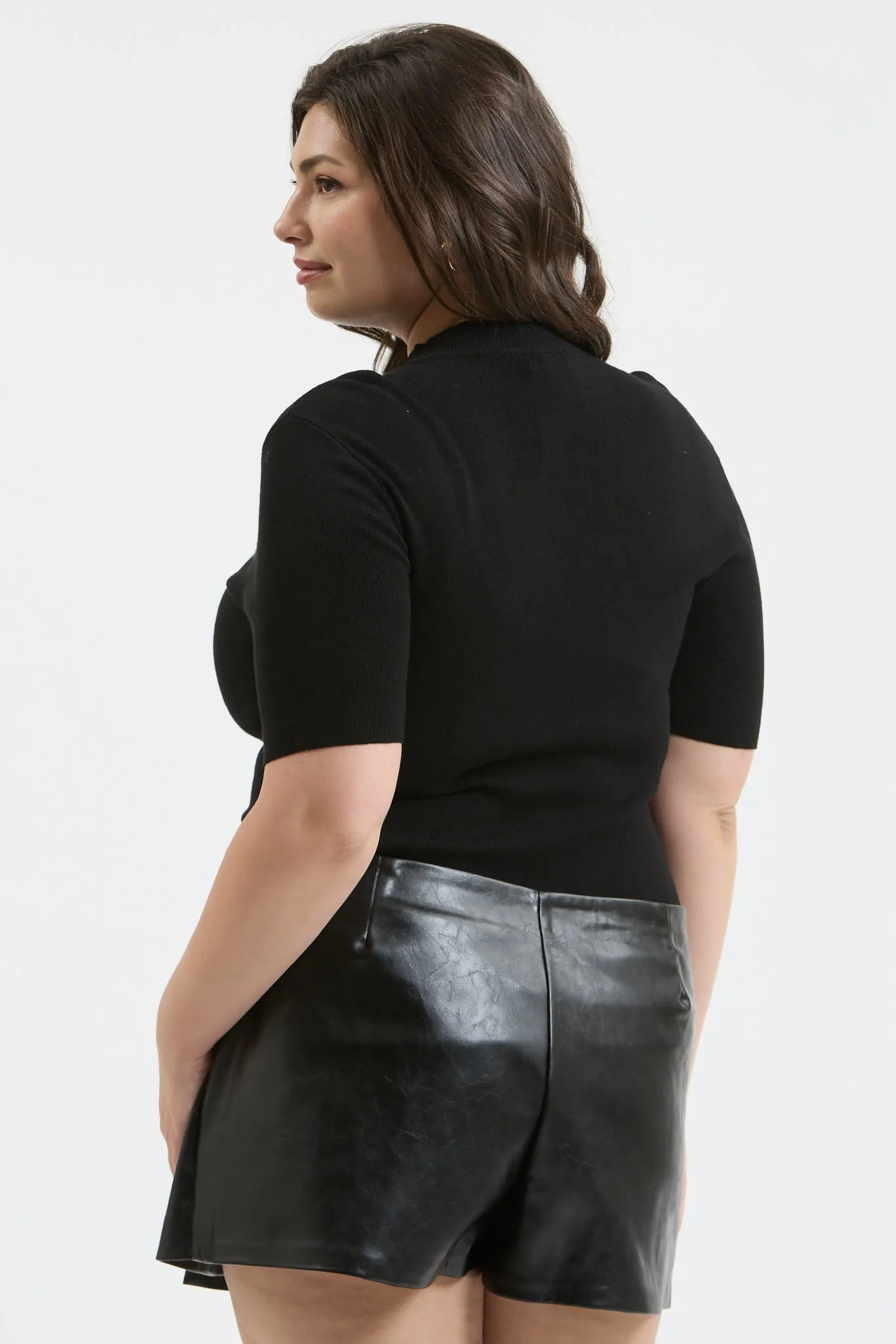 PLUS SHORT SLEEVE MOCK NECK SWEATER KNIT TOP sold by Blu Pepper product image thumbnail 2