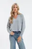 EXPOSED SEAM SPLIT NECK KNIT SWEATER sold by Blu Pepper