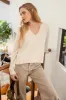 EXPOSED SEAM SPLIT NECK KNIT SWEATER sold by Blu Pepper