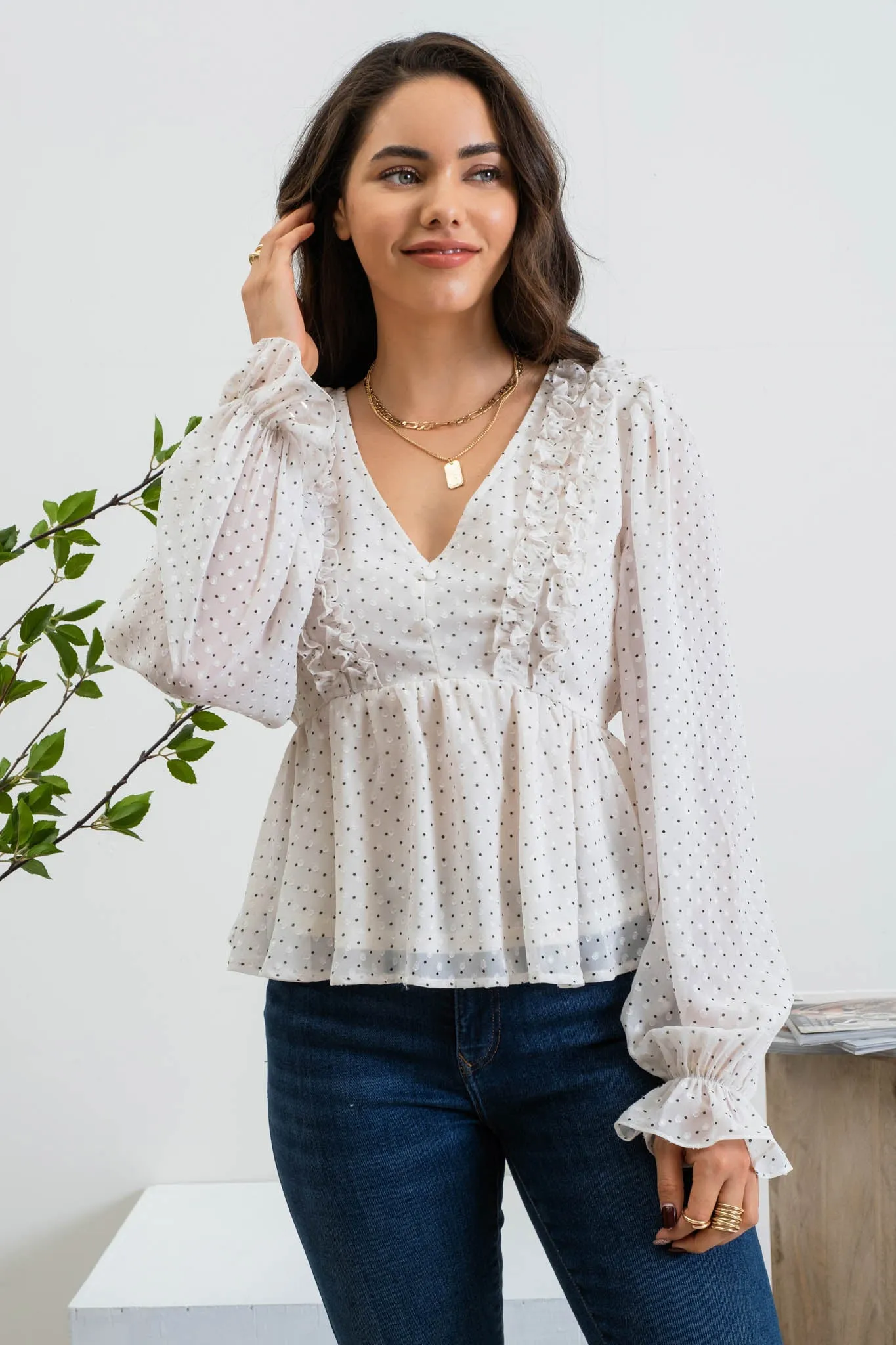 POLKA DOT SWISS TOP sold by Blu Pepper product image thumbnail 5