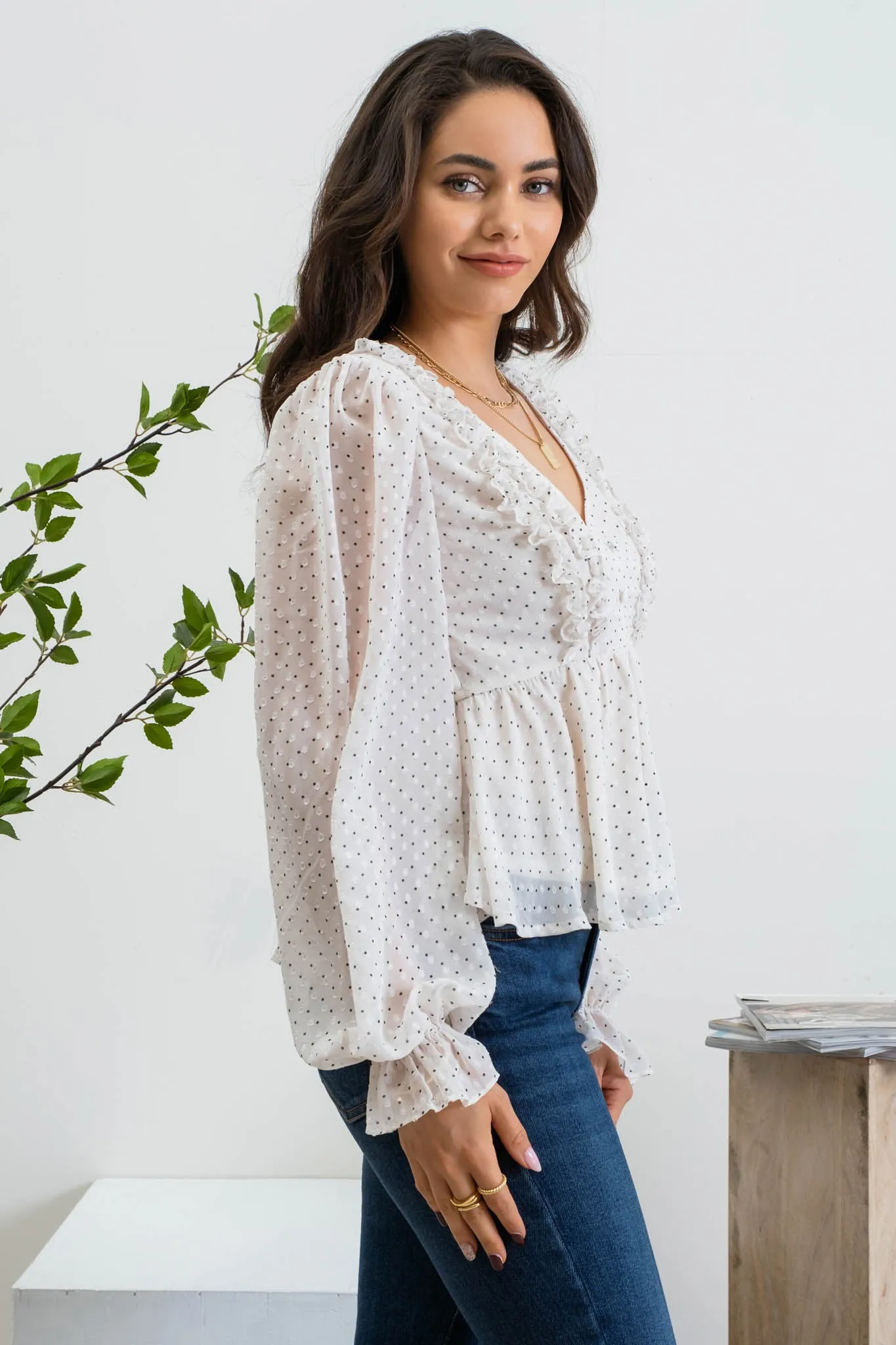 POLKA DOT SWISS TOP sold by Blu Pepper product image thumbnail 3