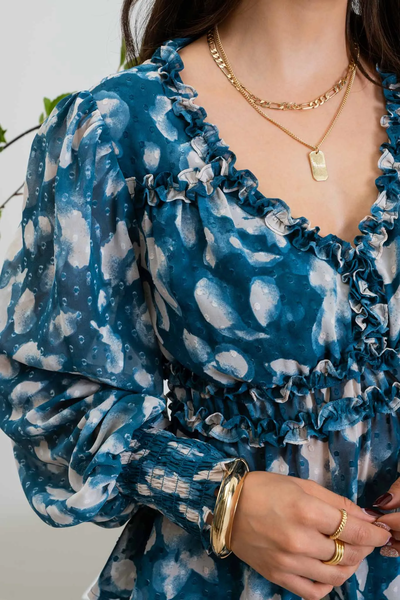 TEXTURED EMPIRE WAIST WOVEN TOP sold by Blu Pepper product image thumbnail 4