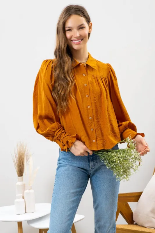 BUTTON UP SOLID TOP sold by Blu Pepper