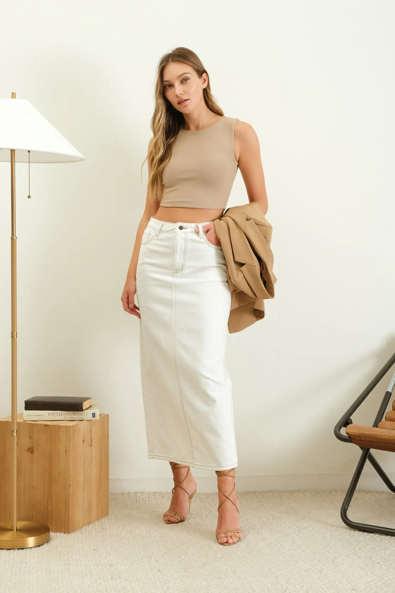 REVERSIBLE SLEEVELESS KNIT CROP TOP sold by Blu Pepper