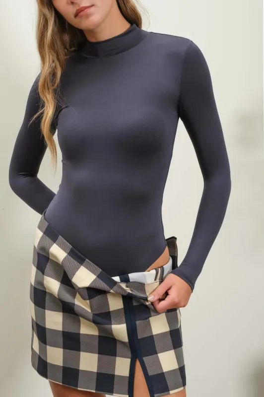 SEAMLESS MOCK NECK LONG SLEEVE BODYSUIT made by Blu Pepper