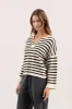 STRIPE SPLIT NECK LONG SLEEVE KNIT SWEATER sold by Blu Pepper