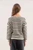 STRIPE SPLIT NECK LONG SLEEVE KNIT SWEATER sold by Blu Pepper