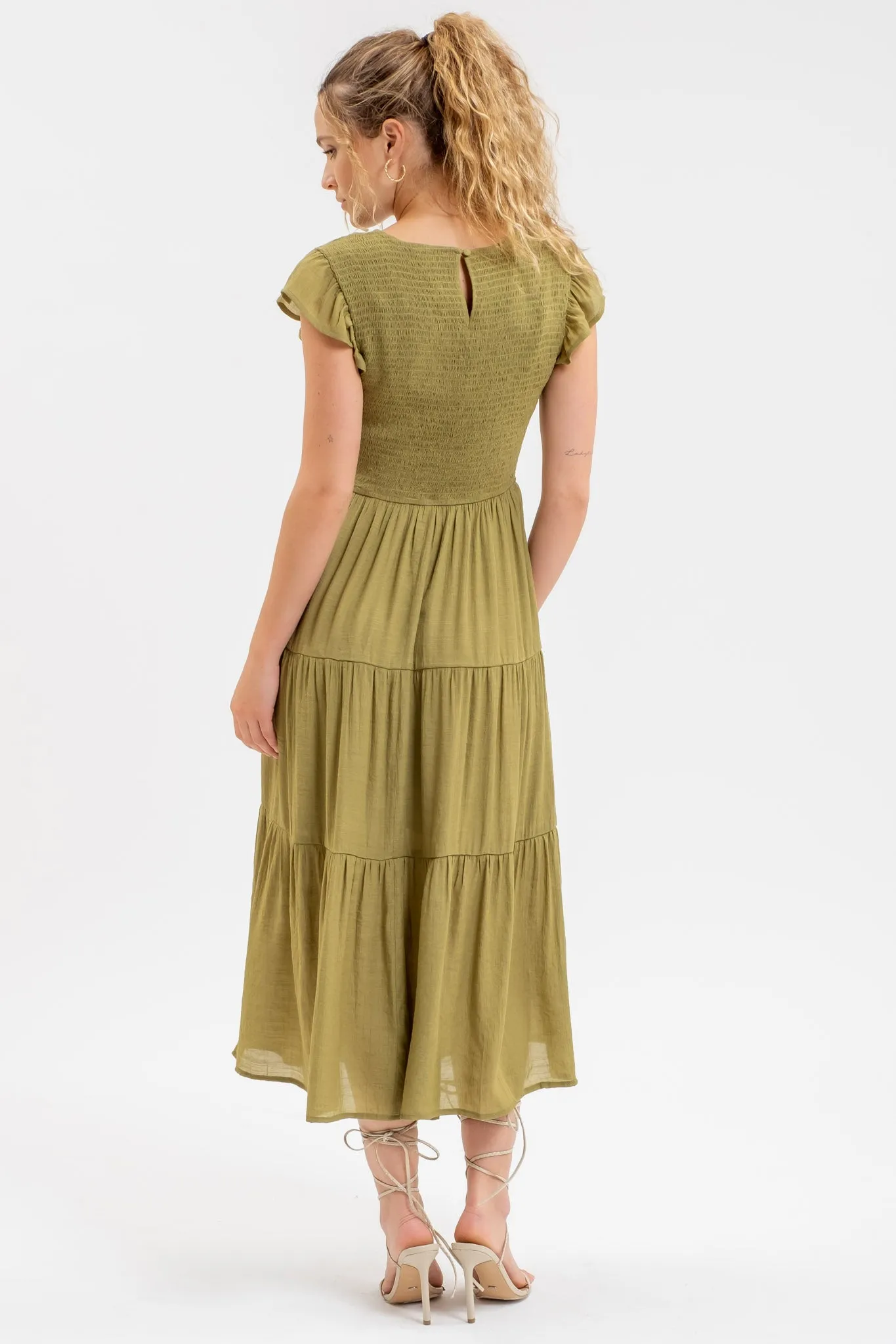 PLUS SMOCKED TIERED MIDI DRESS sold by Blu Pepper product image thumbnail 2