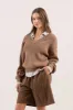 EXPOSED SEAM V NECK PULLOVER KNIT SWEATER sold by Blu Pepper