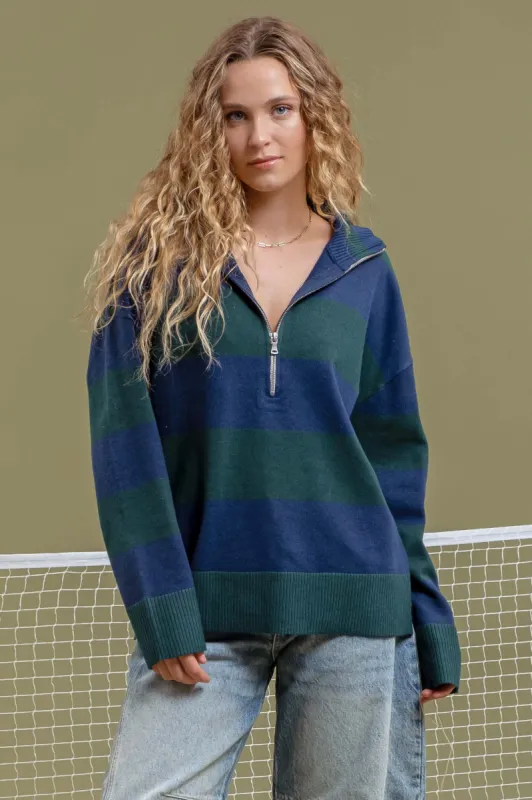 HALF ZIPPER DROP SHOULDER SWEATER sold by Blu Pepper