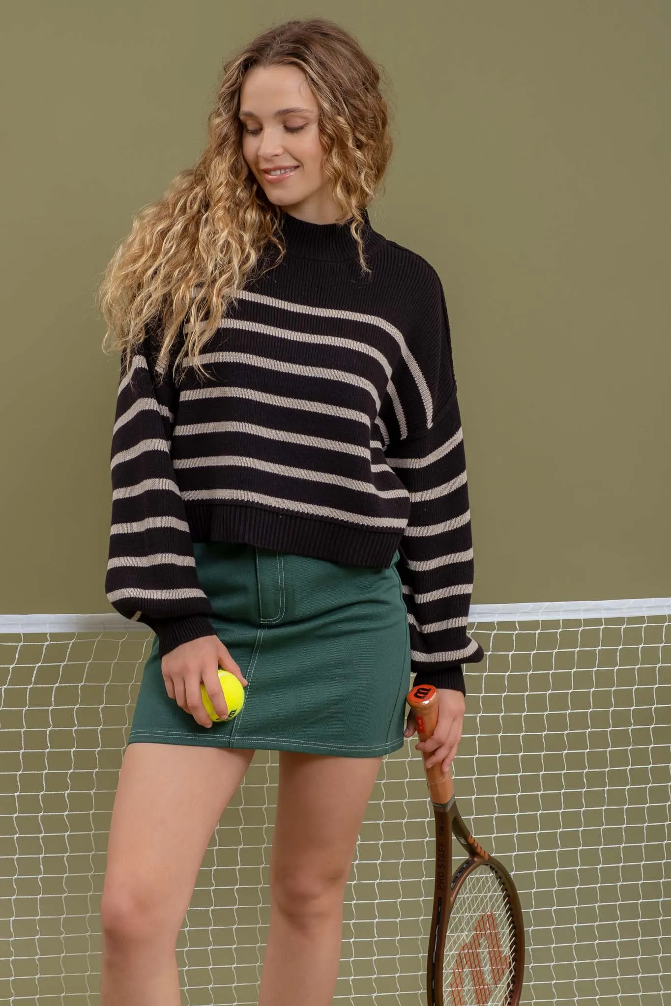 MOCK NECK RIBBED SWEATER sold by Blu Pepper product image thumbnail 4